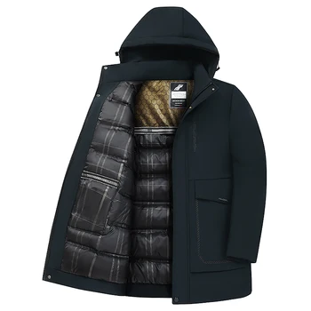 Новые зимние мужские деловые повседневные куртки с хлопчатобумажной подкладкой и капюшоном 2023 года, верхняя одежда, теплые пуховики, Мужские свободные толстые парки, топы, одежда