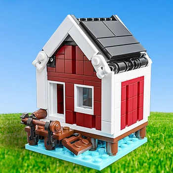 MOC Mini Modulars - Норвежский домик, Rorbu Bricks Архитектура дома, виды улиц, Деревенский строительный блок, детская игрушка в подарок на день рождения
