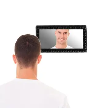 Автомобильное косметическое зеркало Самоклеящееся Автоматическое косметическое зеркало 15x8 см Зеркало для макияжа в салоне автомобиля со стразами Универсальное для автомобиля