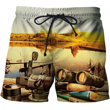 Новые шорты с рисунком для рыбалки, Летние Пляжные шорты, мужской купальник с 3D принтом, Мужские Повседневные плавки, Шорты, шорты для спорта, шорты для льда
