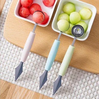 Кухонные принадлежности Нож для разделки фруктов из нержавеющей стали с двойной головкой, Арбуз, ложка для мороженого