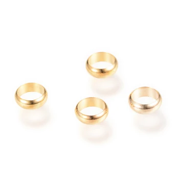 20ШТ латунных разделительных бусин Золотое кольцо 6,5x2,5 мм Отверстие: 5 мм