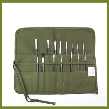 Многофункциональная сумка для карандашей, свернутая из плотного холста, чехол-органайзер с 22 держателями, идеальное место для хранения кистей для макияжа