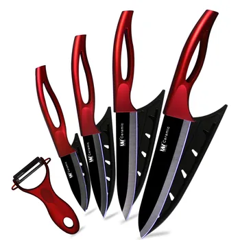 Набор кухонных керамических ножей с овощечисткой, 4 шт., Керамический нож с черным острым лезвием, нож для чистки фруктов, нож для нарезки овощей, чехол без инструмента