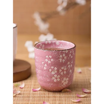 Чай Кунг-фу в японском стиле, керамическая подглазурная фарфоровая чайная чашка, подстаканник владельца дома, стеклянная чайная чашка, Розовый, белый