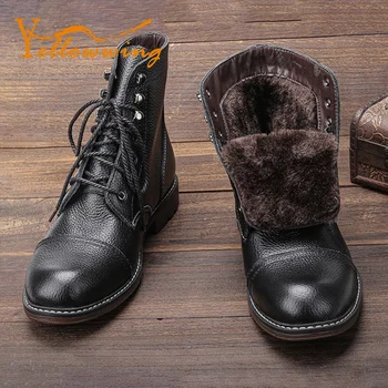 Мужские зимние ботинки из натуральной коровьей кожи, теплые нескользящие зимние ботинки из натуральной кожи для мужчин # DM8101
