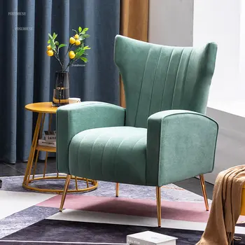 Одноместные стулья для гостиной из скандинавской ткани Мебель для дома Кресла для балкона маленькой квартиры Современный диван-кресло с откидной спинкой для отдыха