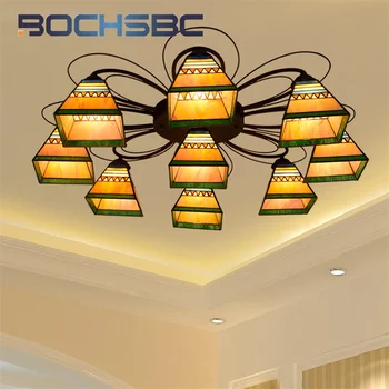 BOCHSBC Тиффани пирамида в ретро-стиле с несколькими головками потолочные светильники деко гостиная ресторан отель проход заподлицо свет