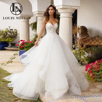 Свадебное платье Трапециевидной формы LOUIS NOVIAS 2023, Сказочная Милая Аппликация, Многоуровневый Тюль, Струящееся Свадебное Платье Vestidos Elegantes Para Mujer
