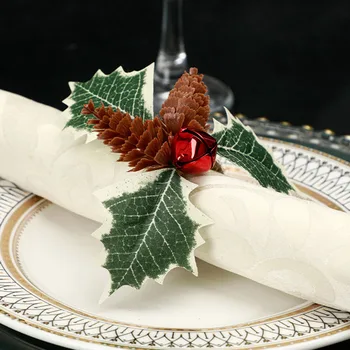 Рождественские кольца для салфеток, Пряжка для полотенец с красным цветком, Пряжка для салфеток, держатель для салфеток из натурального Джута, Кольцо для салфеток, Декор Рождественского стола