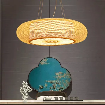 Новая люстра, бамбуковая лампа ручной работы, спальня, столовая, пасторальная чайная, чайный домик, лампа в японском стиле