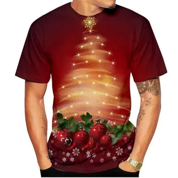 Новая мужская Рождественская футболка с изображением Рождественской елки, одежда О-образным вырезом, одежда оверсайз, Европейский размер, топ с коротким рукавом, мужская рубашка, футболка