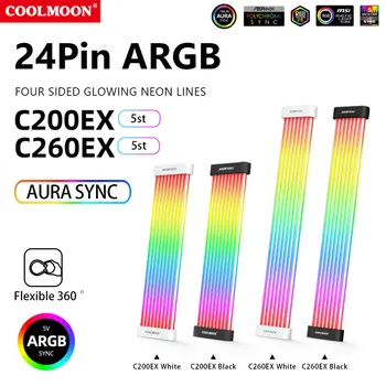 Неоновый шнур COOLMOON Glow 8Pin/24Pin ARGB LED Гибкая световая панель для синхронизации 5 В, замена многофункциональных поделок для блока питания