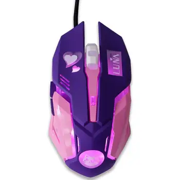 Игровая мышь с цветной подсветкой 2400 точек на дюйм, бесшумная мышь, USB-проводная игровая мышь, розовая, компьютерная Профессиональная для ноутбука с данными Lol