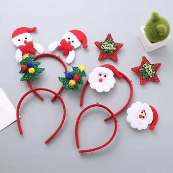 Рождественская повязка на голову Мультяшный Санта-Клаус, Снеговик, Рождественская Елка, повязка для волос Navidad Natal, с Новым 2024 годом, с Рождеством, Повязки на Голову
