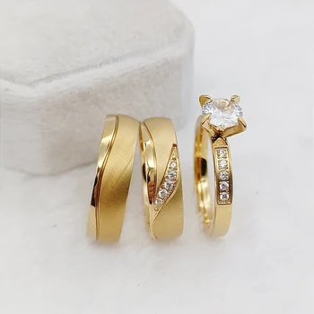 3шт Наборов обручальных колец Promise Couples Оптом, ювелирные изделия из 18-каратного Золота, Кольцо Для влюбленных
