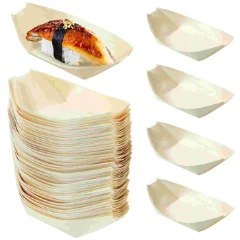 Поднос-лодочка для сашими Поднос для пищевых контейнеров Деревянная тарелка для сашими Бамбуковая Деревянная сервировочная