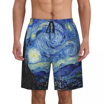 Пляжные шорты Vincent Van Gogh Starry Night, мужские повседневные пляжные шорты, трусы, Художественная роспись, Быстросохнущие плавки