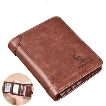 Мужской кожаный кошелек для мужчин, минималистичный вертикальный короткий деловой 3-кратный Rfid-держатель для кредитных карт, сумка для денег, кошельки, мужские