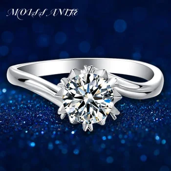 Женское кольцо с муассанитом и бриллиантом из серебра 925 пробы 1 карат, роскошные ювелирные изделия, Классическая Снежинка, праздничный подарок.