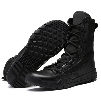 Горячая Распродажа 2023 Года, Мужские Тактические ботинки на шнуровке, мужские военные ботинки с высоким берцем, Рабочая защитная обувь для альпинизма, Походная обувь, Армейские ботинки