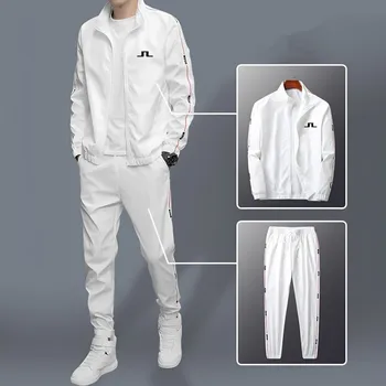 мужская одежда для гольфа 2023, осенний костюм для гольфа, мужская одежда для гольфа, брюки для гольфа, мужская куртка для верховой езды, теннисная мужская одежда для гольфа из 2 предметов