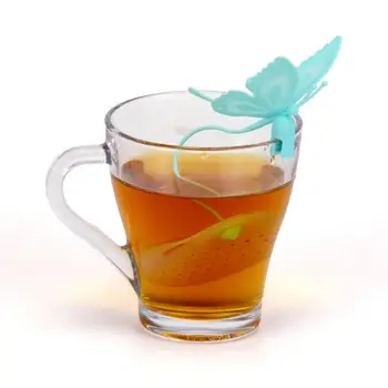 Прочное силиконовое ситечко для чая, Гибкий Фильтр для заварки чая с бабочкой, фильтр для травяного чая, подарок для любителей чая, Инновационный Травяной фильтр