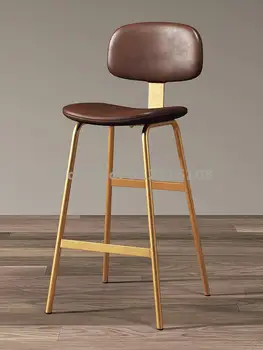 Скандинавский современный легкий роскошный барный стул с простой спинкой, высокий табурет для стойки регистрации, бытовой железный стульчик для кормления
