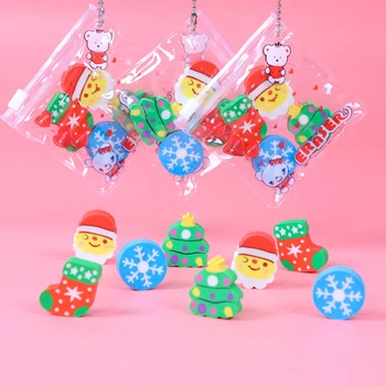 4 шт./пакет, Мини-ластики Kawaii Santa, Резиновые ластики для карандашей, Праздничный подарок для детей, инструмент для коррекции, Канцелярские принадлежности