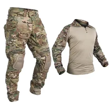 Боевой костюм HAN WILD Многокамерная страйкбольная охотничья одежда Тактические рубашки армейские брюки в стиле милитари Мужская походная форма для пейнтбола