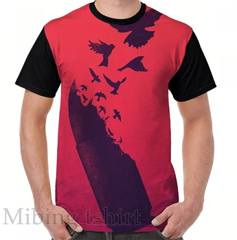 Мужская футболка с забавным принтом, женские топы, футболка с графическим рисунком Bullet Birds, повседневные футболки с круглым вырезом и коротким рукавом