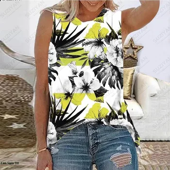 Модная женская футболка свободного кроя без рукавов с 3D-принтом, повседневная летняя горячая распродажа, женская майка в стиле бабочки, большой топ