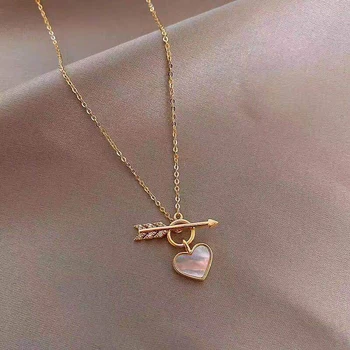 Европейская и американская мода, Индивидуальное Геометрическое ожерелье в виде персикового сердца, Минималистичная Женская цепочка для ключиц, ювелирный подарок