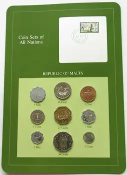 Мальта Полный набор из 9 монет Набор монет 1972-1982 Franklin 100% оригинал