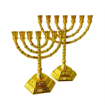 Подсвечники домашний декор Еврейская Менора Религии Ханука 7 Ветвь 12 племен металлический подсвечник израильский подсвечник