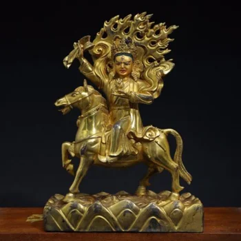 35 Китайская древнетибетская бронзовая позолоченная статуя Будды Паден Ламо Penden Lamo
