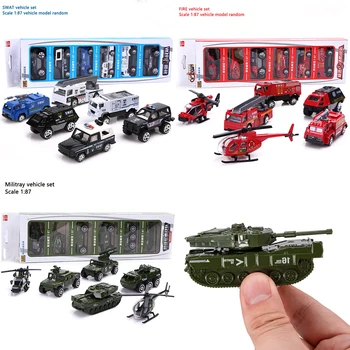 HO Масштаб 1: 87 Миниатюрный набор моделей военной/полицейской/пожарной машины, детские игрушки, наборы для автомобильной диорамы, 6 штук
