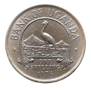 Уганда 197x Старая версия Серый кран Crown 1 Шиллинг монета 100% Оригинал