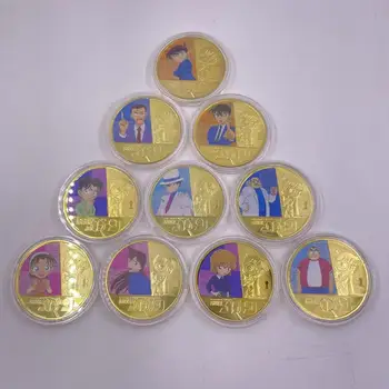 Японское аниме Детектив Конан Позолоченные монеты вызова Мультяшная Памятная монета Сувенирные подарки для коллекции фанатов Home Decor