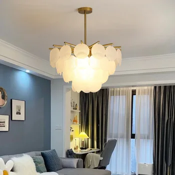 Современная Роскошная Стеклянная Светодиодная люстра из металла для гостиной, центрального стола, столовой, спальни, домашнего декора, светильников, подвесных ламп
