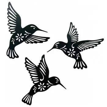 Настенный арт-декор, 3 предмета, Настенные украшения в виде колибри, Настенные скульптуры в виде колибри, современный силуэт птиц в 2D, подвесной дизайн для