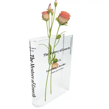 Прозрачная акриловая ваза, прозрачная ваза в форме книги, культурный колорит, Декоративная Акриловая Ваза для уникального дома, спальни, офиса, книги с акцентом