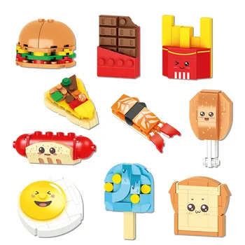 Мини-модель еды Creative Expert для гамбургеров, строительные блоки, картошка фри, детские развивающие игрушки для сборки, украшение рабочего стола