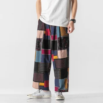 Модные хлопковые льняные брюки-джоггеры с принтом традиционной нации, мужские шаровары в стиле хип-хоп, мужская повседневная уличная одежда для хиппи, спортивные штаны