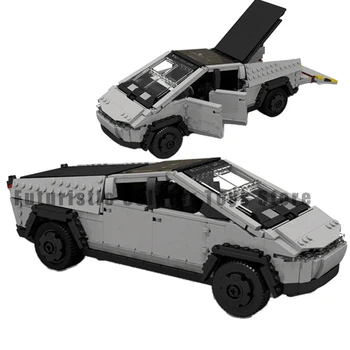 Технические Строительные блоки грузовика Tesla Cybertruck, модель автомобиля Cybertruck, пикап, Игрушки для мальчиков, Рождественские Подарки, набор моделей Moc, Кирпичи