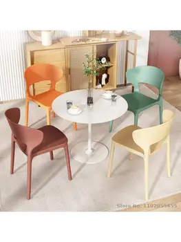 Пластиковый обеденный стул бытовая сетка красный ресторан утолщение простой современный скандинавский стол со спинкой стул для макияжа обеденный стол стул