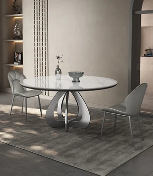 Современный минималистичный и роскошный обеденный стол, итальянский минималистичный домашний круглый обеденный стол с поворотным столом