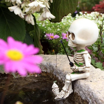 Фигурка Рыбалки в виде скелета на Хэллоуин Многофункциональные Настольные Декоративные Поделки Для декора вечеринок в помещении на открытом воздухе в саду во дворе