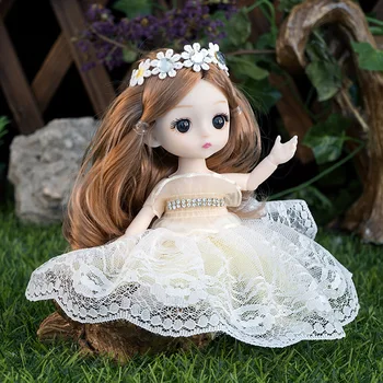 Прекрасное свадебное платье, Подвеска в виде шарнирной куклы принцессы, Кукла bjd, Игрушка для Маленькой девочки, подарок на День рождения 18 см