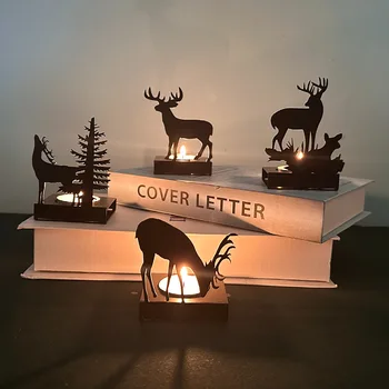 Металлический подсвечник с изображением лося, Рождественский декор для дома, подсвечник для свечи